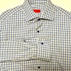 Isaia Size 15 Plaid Sport Shirt